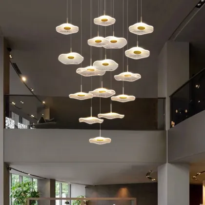 Exquisite Lotus Leaf Duplex Building Pendant Light