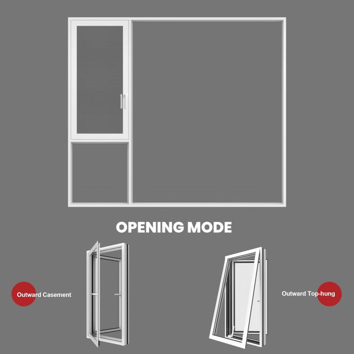 Ventana abatible de aluminio 6063-T5