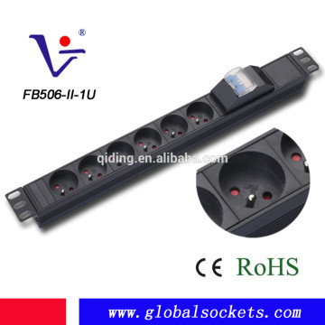 1U 6ways morocco socket with 2P breaker