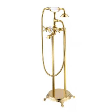 Luxury Side wall Mount Brass Golden Bathtub faucet with European Hand Shower