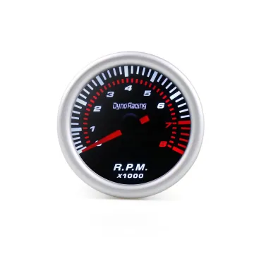 Universal 2' 52mm Auto Tachometer with Smoke Lens and White LED, 0-8000 RPM Gauge Meter with Pointer