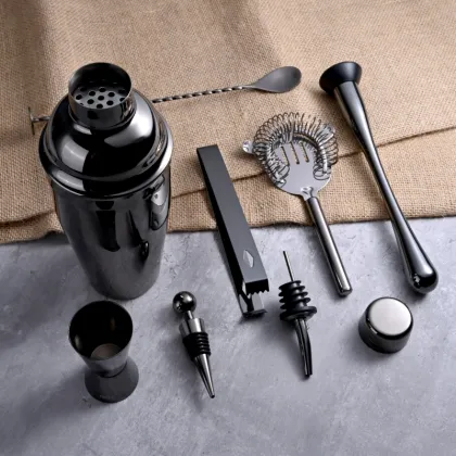 Portable 8-Piece Bartender Kit with 750ml Martini Shaker - Food Grade Metal Barware Tools