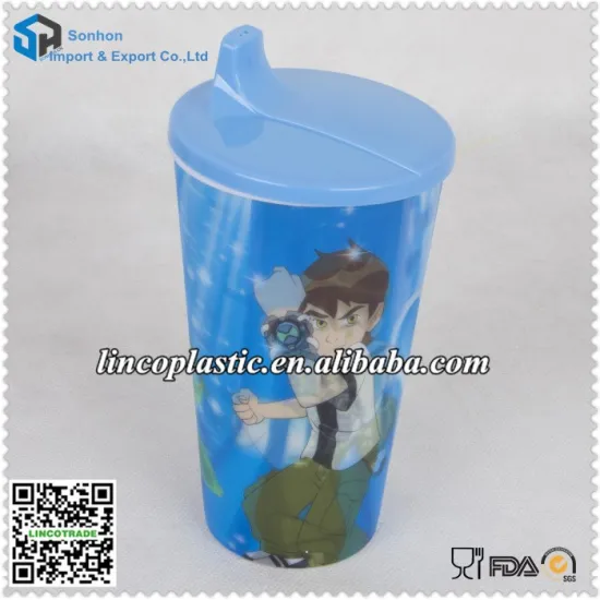 600ml 3D lenticular cartoon plastic kids water cup with lid