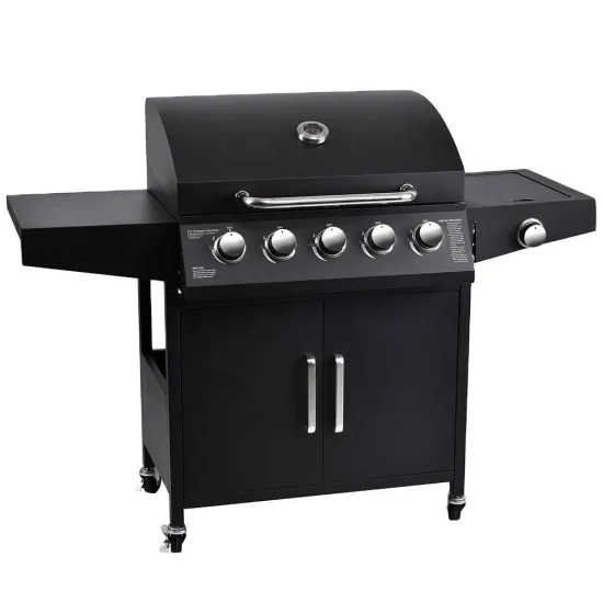 Portable Stainless Steel Enamelled Cooking Liquid Propane Trolley BBQ Gas Grill with 6 Burner