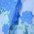 Broccato jacquard floreale verde blu per abito