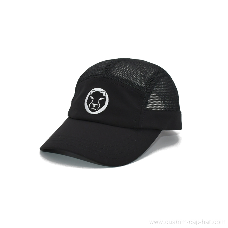 Black Full Mesh 5 Panel Running Cap