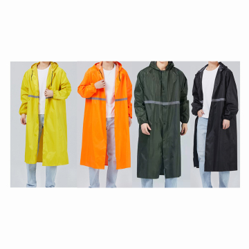 Polyester Reflective Raincoat with Hood - Waterproof Traffic Safety Raincoat for Adults