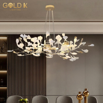 Luxury Modern Art Leaf LED Chandelier Light for Home Hotel Decoration