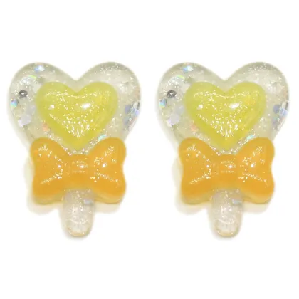 Glitter Heart Shaped Lollipop Resin Beads Kawaii Magic Sticks Diy Art Decor Hairpin Ornament Craft Pendant Jewelry Accessories