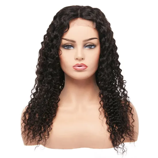 Top Quality Bleached Knots Unprocessed Glueless 4*4 Lace Closure Jerry Curl Front  Lace Wig