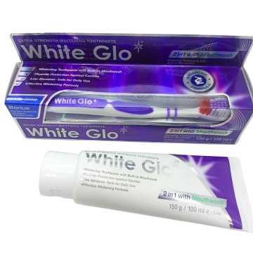 Branchamento de ação dupla Glo White e pasta de dente TartarControl