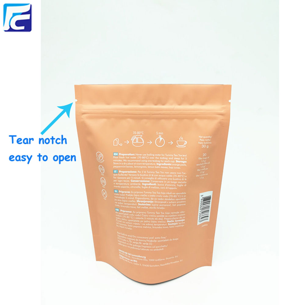 Customized coffee pouch aluminum ziplock bag for tea