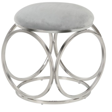 Banqueta redonda moderna com assento de veludo cinza