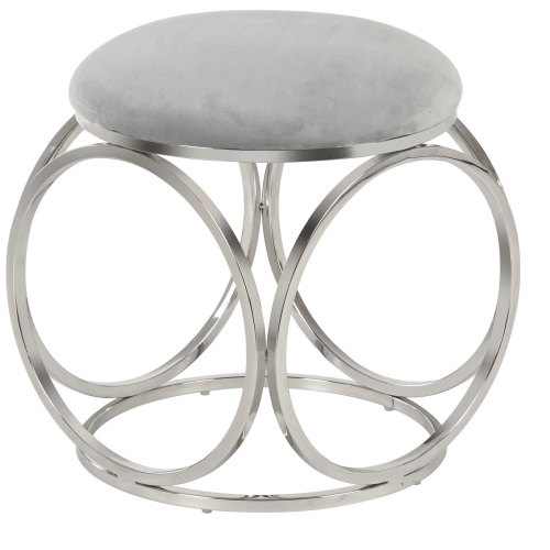 Taburete redondo moderno con asiento de terciopelo gris