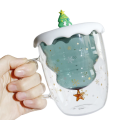 Árvore de Natal Borossilicato Caneca de Coffee de Glassware de Parede dupla