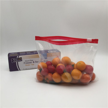 Top Quality 6 Mic Thick Colored Food Grade Plastic Fruit Freezer Bags with Zipper Slider