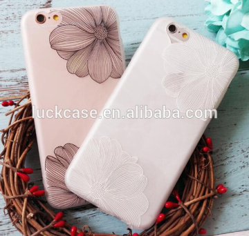 Relief Painting Flower Transparent Frosted Soft Shell Hole Hanging Lace Rope TPU Phone Case Cover For iPhone 5/5s/6s/6plus
