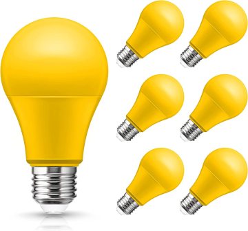 LOHAS A19 9W LED Bug Bulb - 2000K Amber Yellow Sleep Aid, No Blue Light