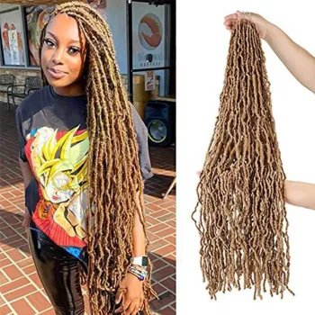 New 36inch Black Brown Long Goddess Braiding Dreadlocks Hair For Women Nu Locs Crochet Braid Synthetic Faux Locs Hair Extension