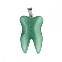 Green Aventurine Tooth Necklace for Women Men Handmade Craved Stone Teeth