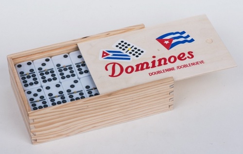 Podwójne 9 Domino z Customized Grawerowane logo Drewniane pudełko