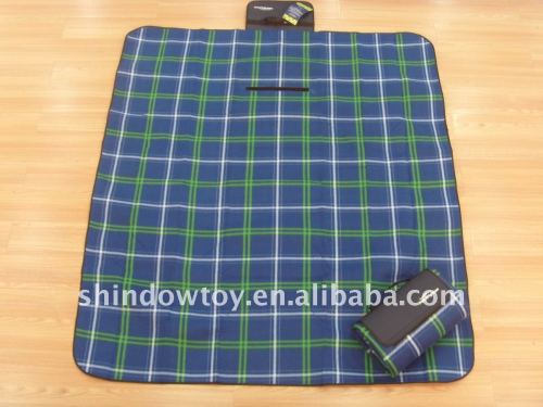 Portable Lightweight travelling Picnic Blanket small blue grids fashion new