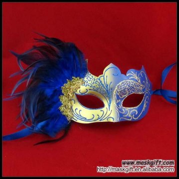 New design in blue and gold shinning glitter venetian mask-Mask factory recommend