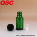 Frasco de óleo essencial de vidro verde com fecho de tampa evidente