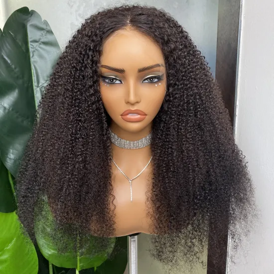 Wholesale Unprocessed Raw Brazilian Indian Virgin Remy Kinky Curly 180 Density Lace Glueless Wig
