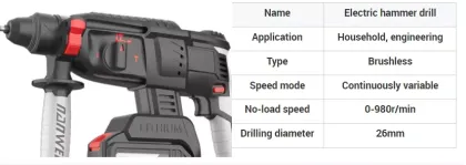 Industrial brushless charging electric tool Impact drill machine power hammer Lithium battery jack power hammer drills