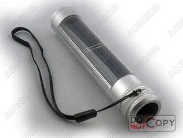 24*123mm Bright Solar Led Flashlight, 2v / 80ma Aluminum Solar Led Flashlight With Ni-mh Battery