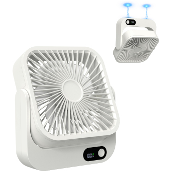 Mini ventilador de escritorio portátil con luz de base magnética fuerte