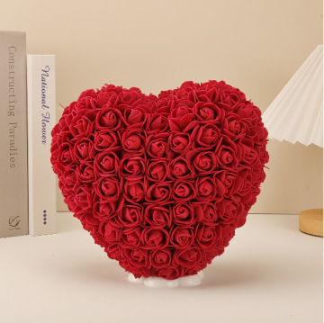 Custom Logo PVC Box Hot Sell 25cm Pink Rose Heart Shape Gift for Valentine's Day and Mother's Day 2025