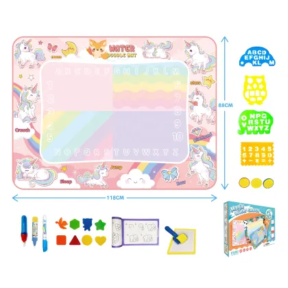 Extra Large Reusable Aqua Doodle Mat: Kids' Learning Toy, Water Painting & Unicorn Drawing Mat