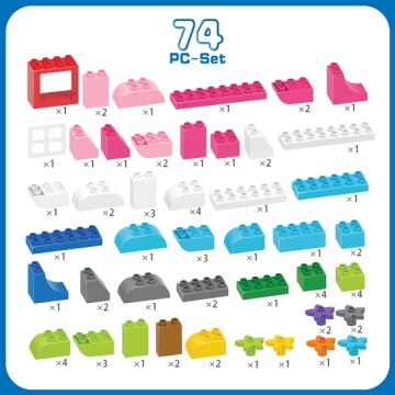 74PCS Plastic Building Blocks With Under Stories