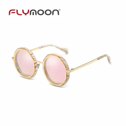 Colorful Patterned Round Frame UV400 Polarized Wholesale Mirror Lens Sunglasses