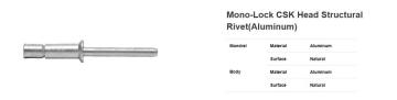 Mono-Lock CSK Head Structural Rivet(Aluminum)