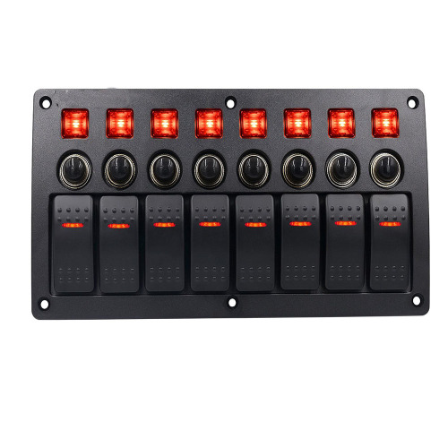 6/8 Gang Switch Panel Car Auto Boat Marine Dual Led Rocker Switch Panel 12V ~24V Circuit Breakers Toggle Switches