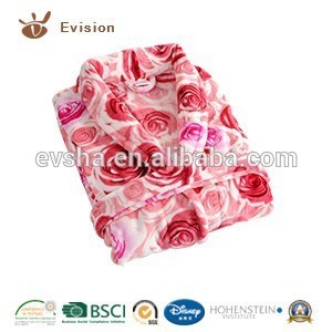 2015 NEW Microfiber Coral Fleece Bathrobe with water Print Color