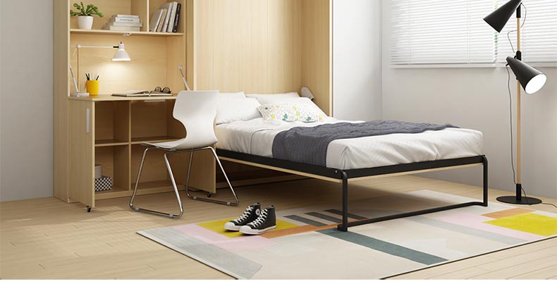 Nordic Design Space menghemat furnitur vertikal tempat tidur dinding lipat tunggal