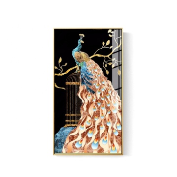 Luxury Home Decoration: Peacock Crystal Porcelain Painting