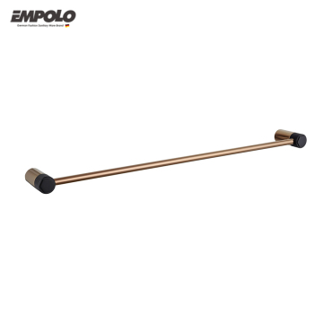 Rose Gold and Black Brass Wall-Mounted Round Single Towel Bar, 24-inch Towel Rail