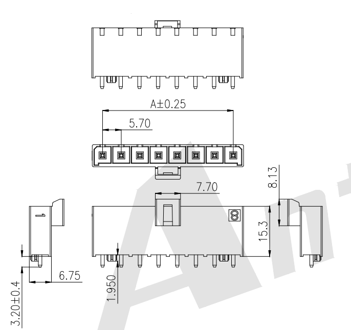 AW5703V-1xNP 5.70mm pitch 180° Single Row Wafer Connector