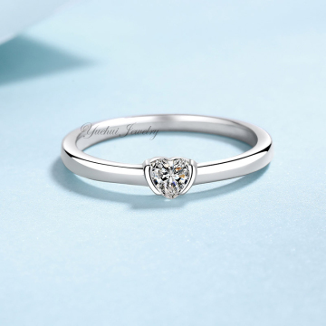 925 Silver Moissanite Engagement Rings for Women with 0.3ct VVS D Heart Moissanite Stones