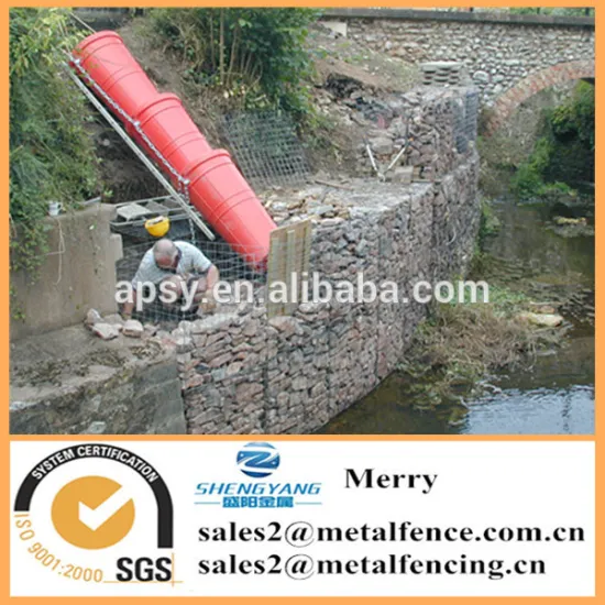 1.5mX0.5mX0.5m Galfan galvanized Zn curved stone gabion basket wall for protecting against river erosion
