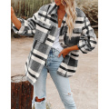 Frauen Flanell Plaid Jacke Hemd Mäntel