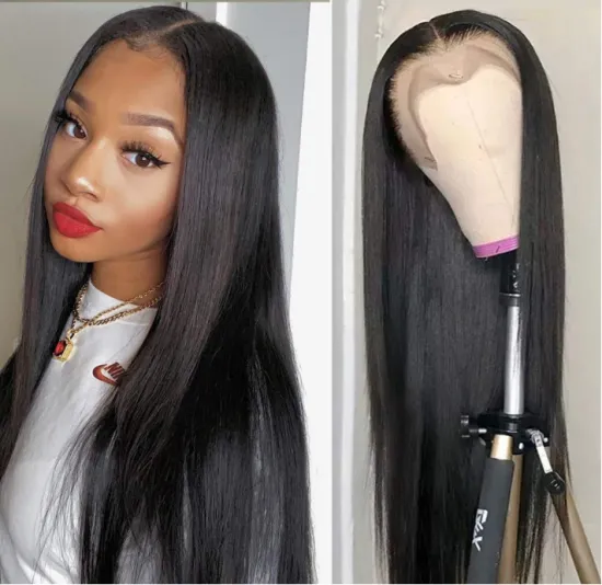 Wholesale Indian hair Transparent lace wig long glueless shy double drawn virgin hair straight swiss lace hd lace frontal wig