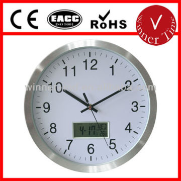 Aluminum LCD Wall Clock with Radio Control and Weather Station