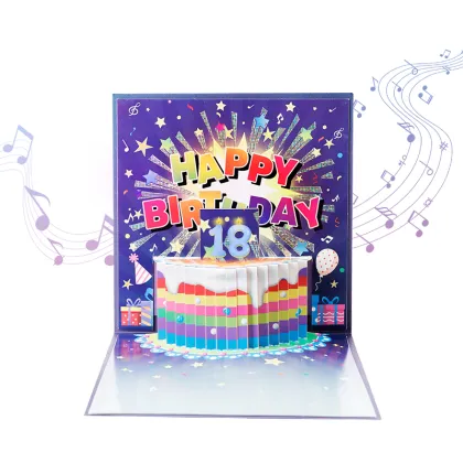 LED Pop Up Birthday Greeting Card with Sound