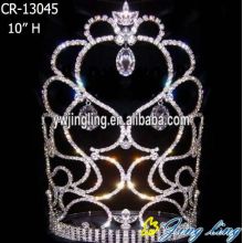 10 Inch Rhinestone Crystal Heart Crown Tiara